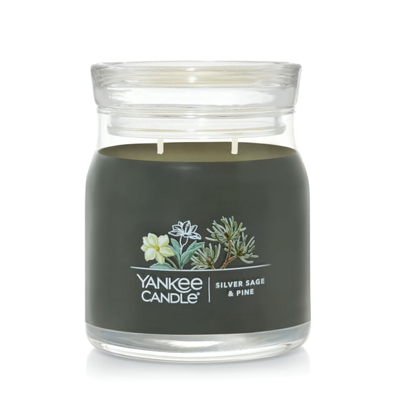 Yankee Candle Signature Medium 2-Wick Candle, Silver Sage & Pine, 13 oz