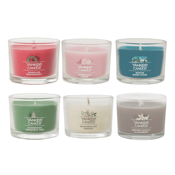 Yankee Candle Signature Votive Mini Candle Jar Frosted Delights Variety Pack, 1.3 oz (Pack of 6)