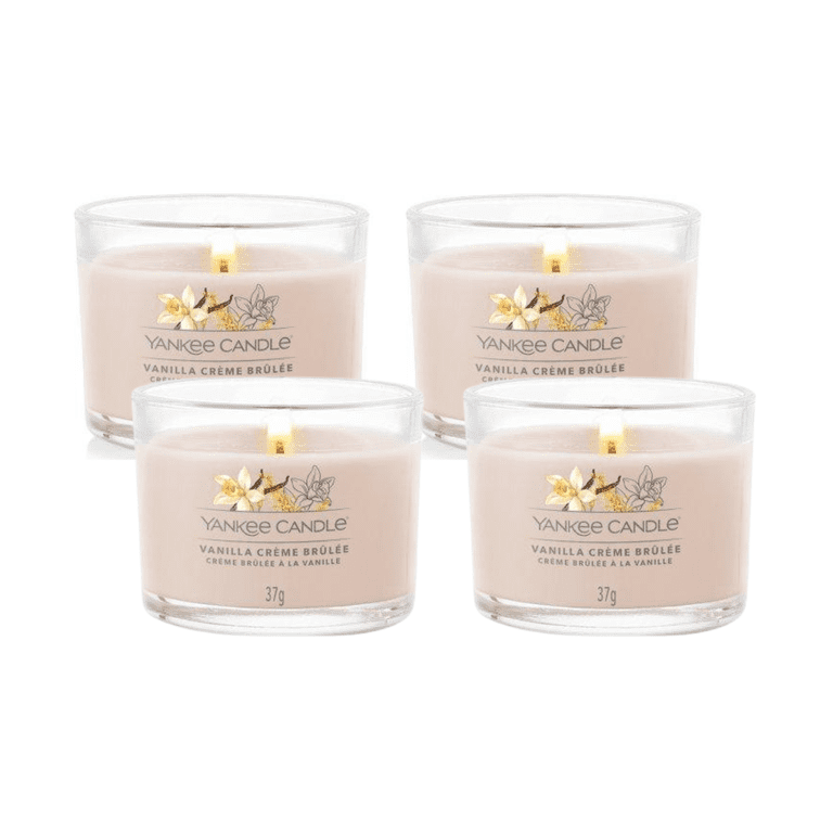 Yankee Candle Signature Votive Mini Candle Jar Vanilla Creme Brulee Scent 1.3 oz Glass Jar Pack of 4