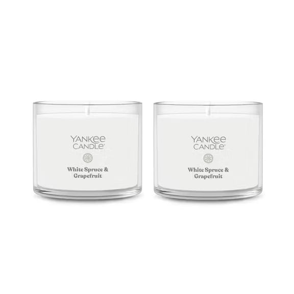 Yankee Candle Signature Votive Mini Candle Jar - WHITE SPRUCE & GRAPEFRUIT Scent - Natural Soy Wax Blend Candle with Natural Fiber Wick, 1.3 OZ Glass Jar (Pack of 2)