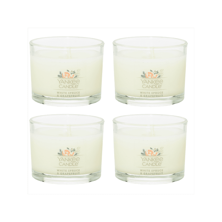 Yankee Candle Signature Votive Mini Candle Jar, White Spruce & Grapefruit Scent, 1.3 oz (Pack of 4)