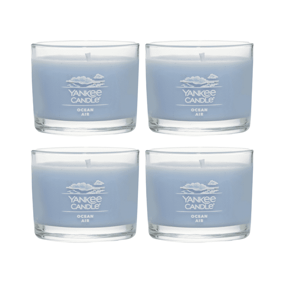 Yankee Candle Signature Votive Mini Candle, Ocean Air Scent, 1.3 oz Glass Jar (Pack of 4)