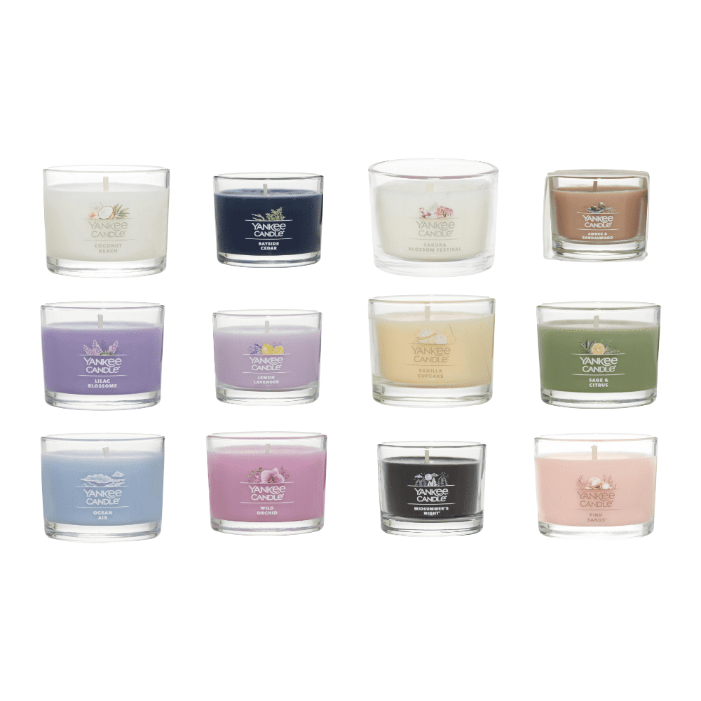 Yankee Candle Signature Votive Mini Candles Fragrance Fiesta Bundle, 12 Scent Variety, 1.3 oz Each (Pack of 12)