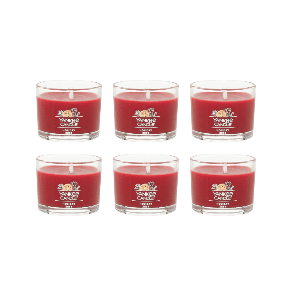 Yankee Candle Signature Votive Mini Candle Jar, Holiday Zest Scent, Natural  Soy Wax Blend Candle with Natural Fiber Wick, 1.3 OZ Glass Jar (Pack of 6)