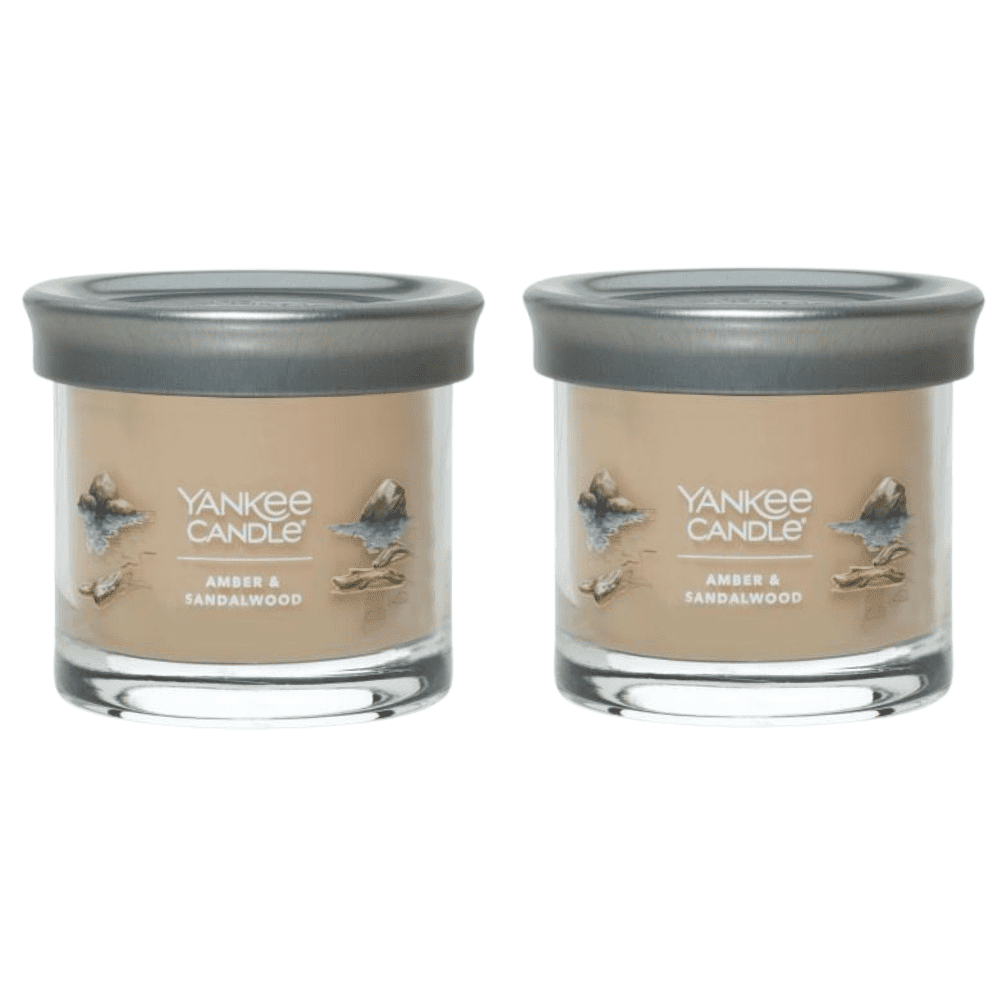 Yankee Candle Small Tumbler Scented Single Wick Jar Candle, Amber & Sandalwood, 4.3 oz (Pack of 2)
