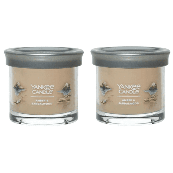 Yankee Candle Small Tumbler Scented Single Wick Jar Candle, Amber & Sandalwood, 4.3 oz (Pack of 2)