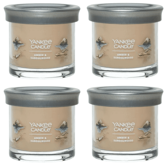 Yankee Candle Small Tumbler Scented Single Wick Jar Candle, Amber & Sandalwood, 4.3 oz (Pack of 4)