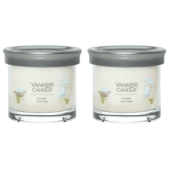 Yankee Candle Small Tumbler Scented Single Wick Jar Candle, Clean Cotton, 4.3 oz (Pack of 2)