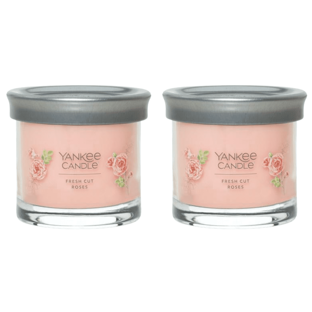 Yankee Candle Small Tumbler Scented Single Wick Jar Candle, Fresh Cut Roses, 4.3 oz (Pack of 2)