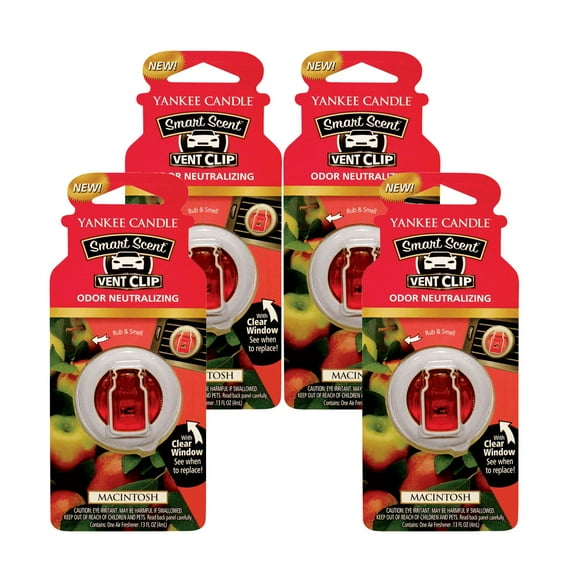 Yankee Candle Car Freshener Smart-Scent Vent Clips, 4-PACK (Macintosh)
