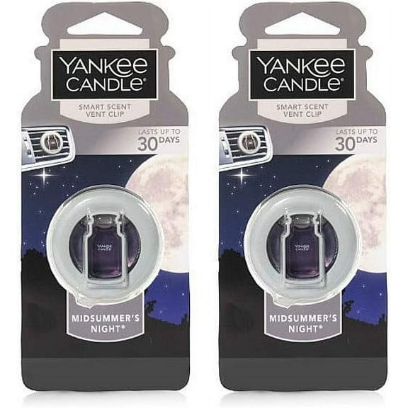 Yankee Candle Smart Scent Vent Clip Odor Neutralizing Car Air Freshener, Midsummer's Night, 2 Packs