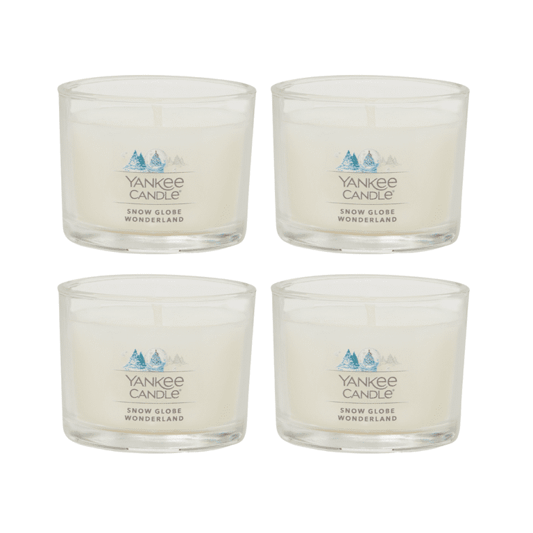 Yankee Candle Snow Globe Wonderland Votive Mini Candles, Christmas Scented Soy Blend, Pack of 4