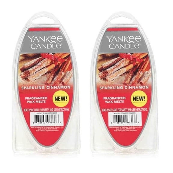 Yankee Candle Sparkling Cinnamon Fragranced Wax Melts, 2.6 oz Pack of 2