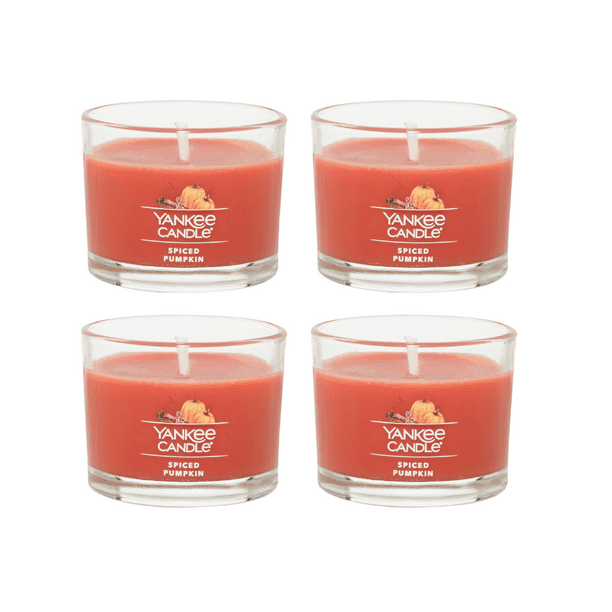 Yankee Candle Spiced Pumpkin Signature Votive Mini Candle Glass Jar, 1.