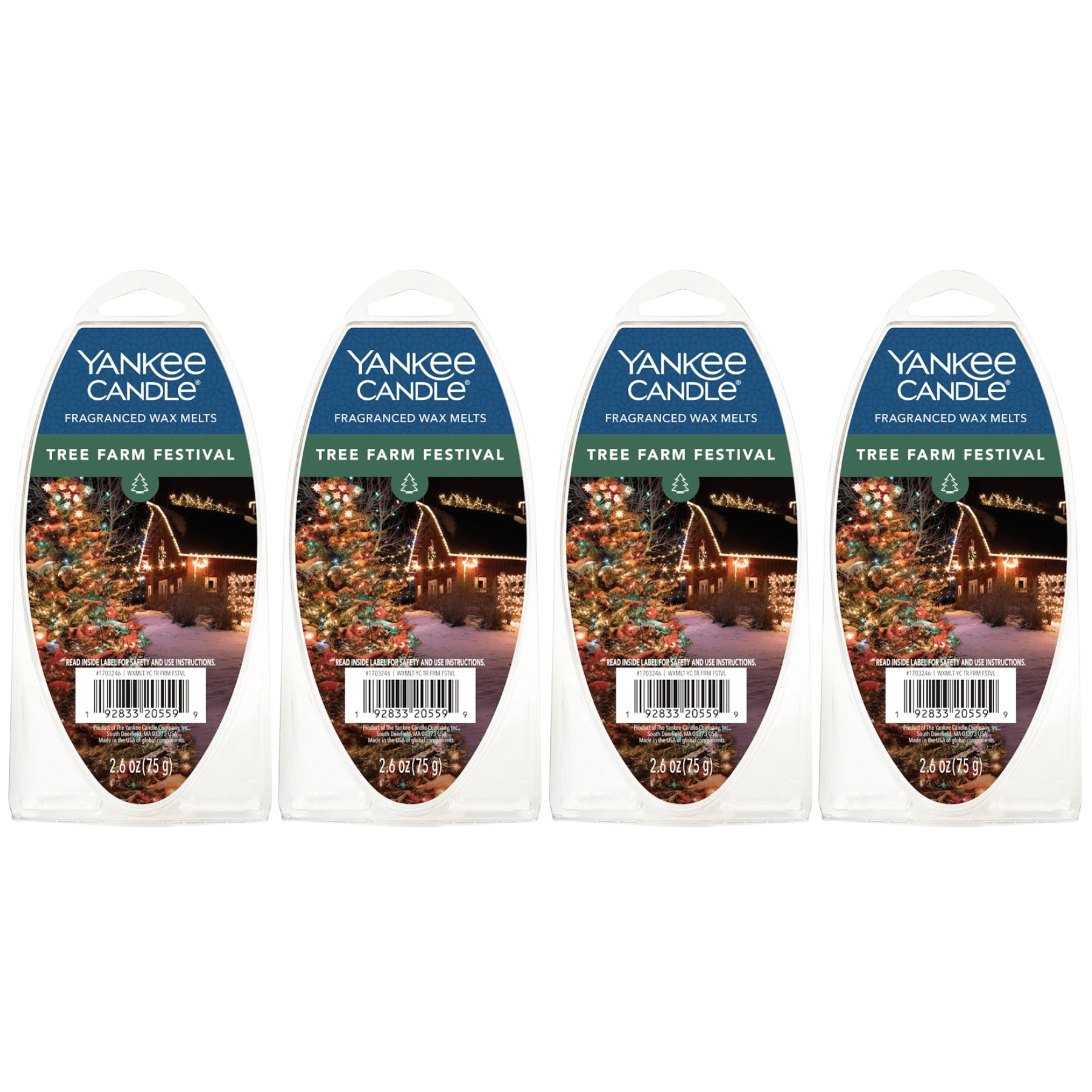 Yankee Candle Tree Farm Festival Fragranced Wax Melts, 6 Wax Spheres per Package, Pack of 4 (24 Cubes Total)