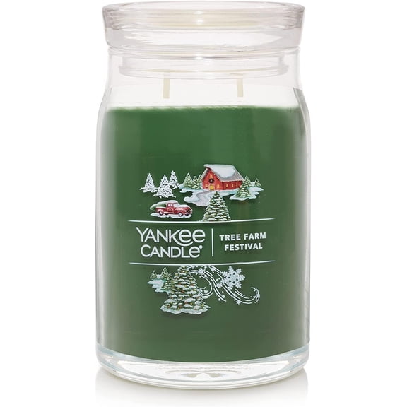 Yankee Candle Tree Farm Festival Large Signature Jar Candle, 20 oz, Soy Blend Wax