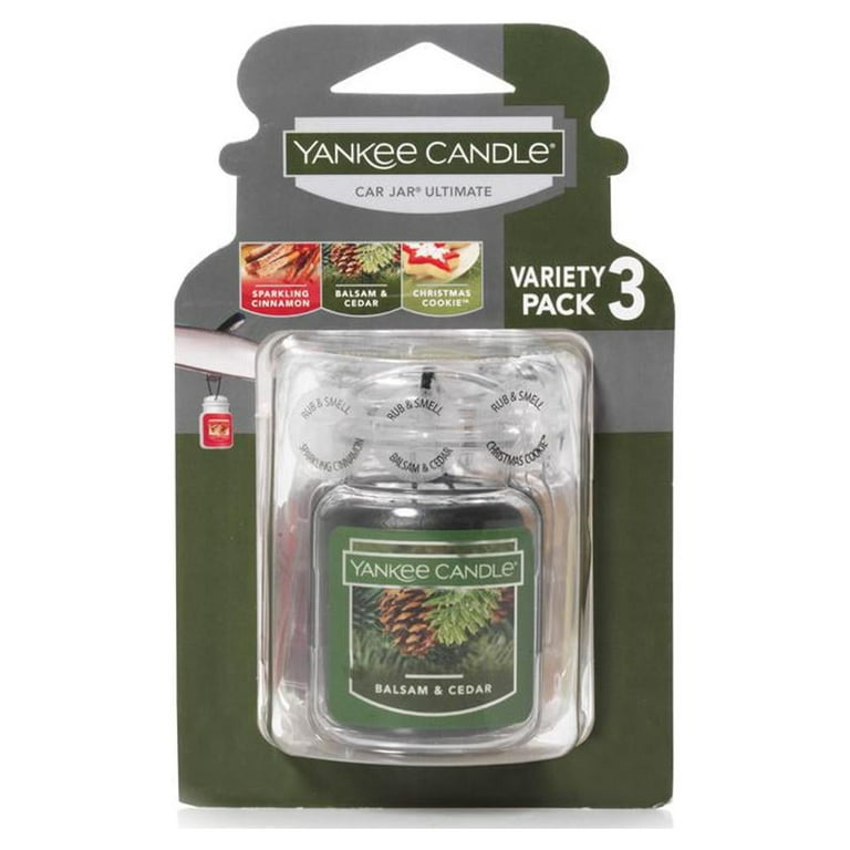 Yankee Candle Ultimate Car Jar -- Balsam & Cedar, Christmas Cookie,  Sparkling Cinnamon - Set of 3 Ultimate Car Jars 