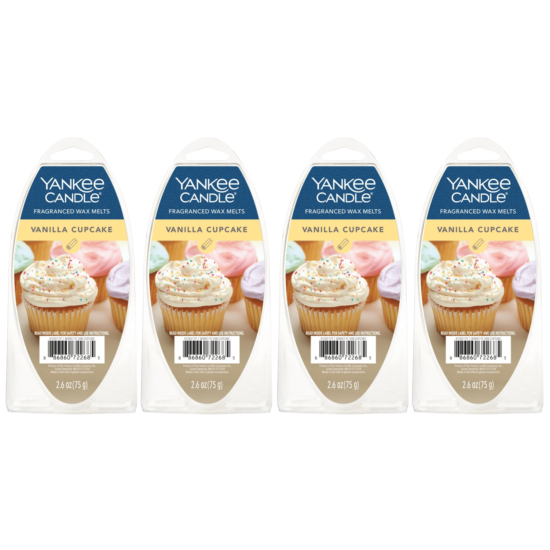 Yankee Candle Vanilla Cupcake Fragranced Wax Melts, 6 Wax Spheres per Package, Pack of 4 (24 Cubes Total)