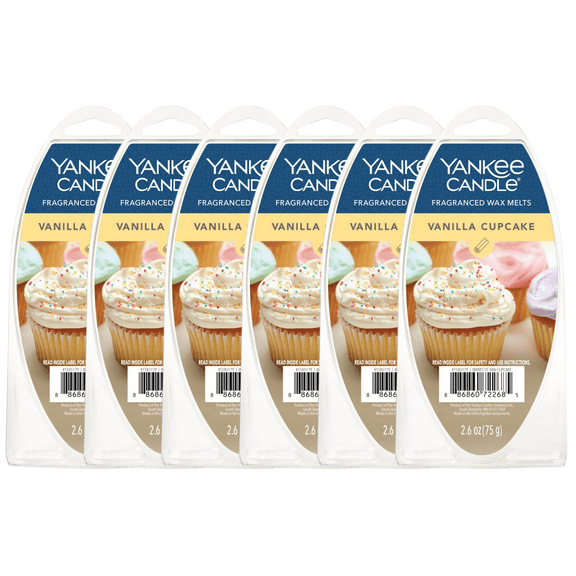 Yankee Candle Vanilla Cupcake Fragranced Wax Melts, 6 Wax Spheres per Package, Pack of 6 (36 Cubes Total)