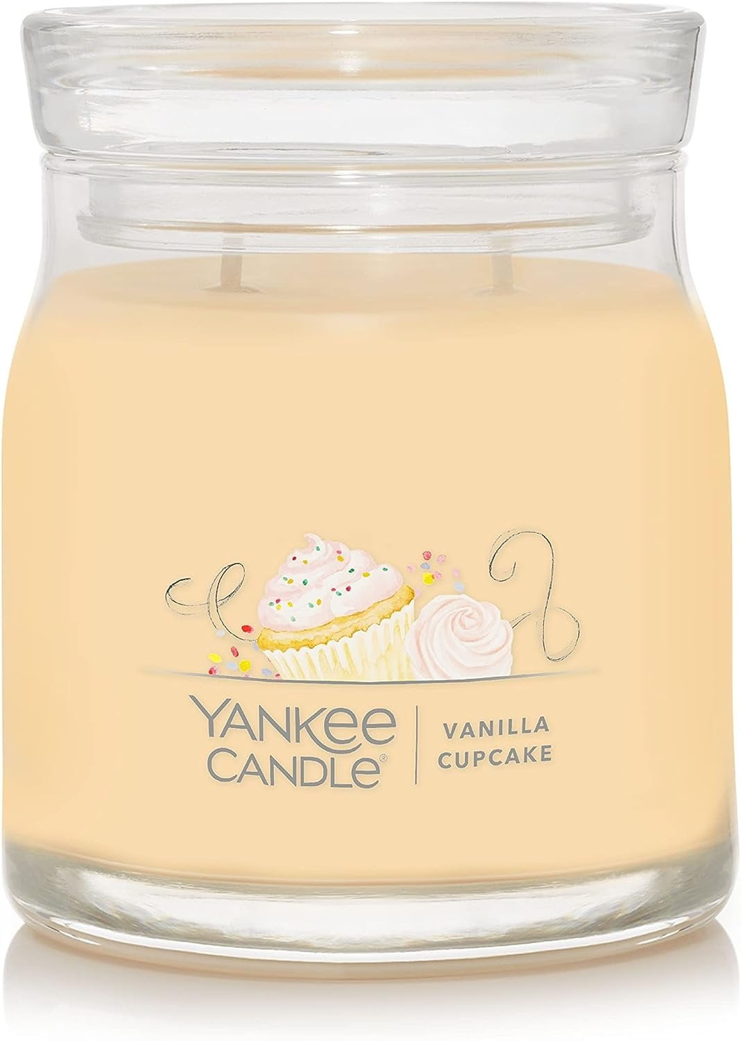 Yankee Candle Vanilla Cupcake Scented, Signature 13oz Medium Jar 2-Wick Candle, Over 35 Hours of Burn Time