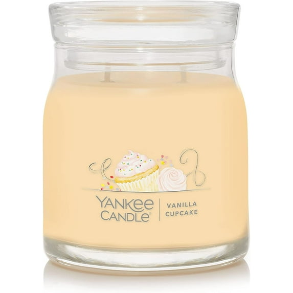 Yankee Candle Vanilla Cupcake Scented, Signature 13oz Medium Jar 2-Wick Candle, Over 35 Hours of Burn Time