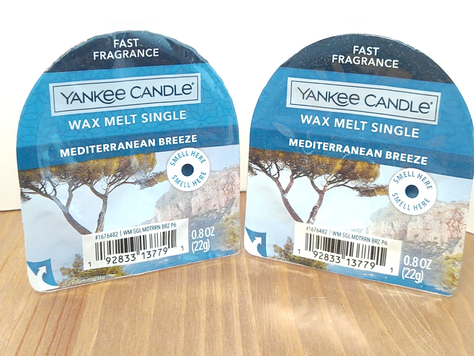 Yankee Candle Wax Melt Tart Singles X 2 Mediterranean Breeze 0.8 Oz Each New