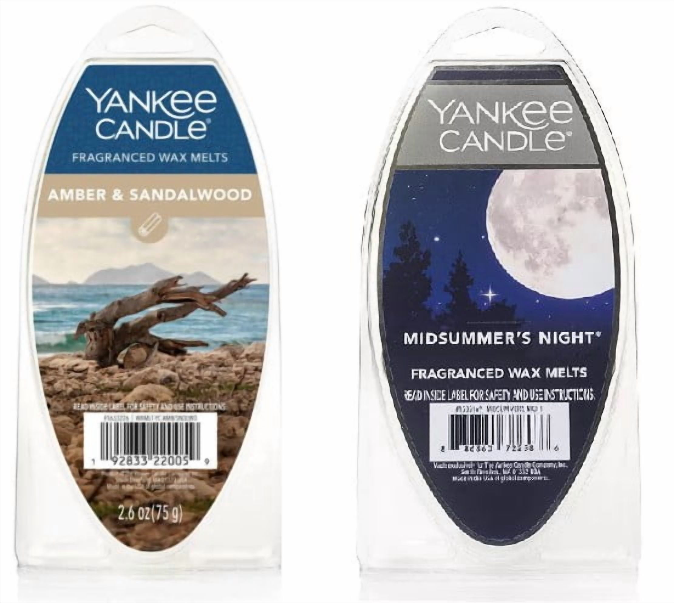 Yankee Candle Wax Melts Pack of 2 - Amber Sandlewood and Midsummer's Night