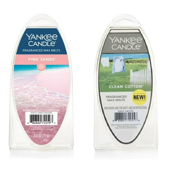 Yankee Candle Wax Melts Pack of 2 - Pink Sands and Clean Cotton
