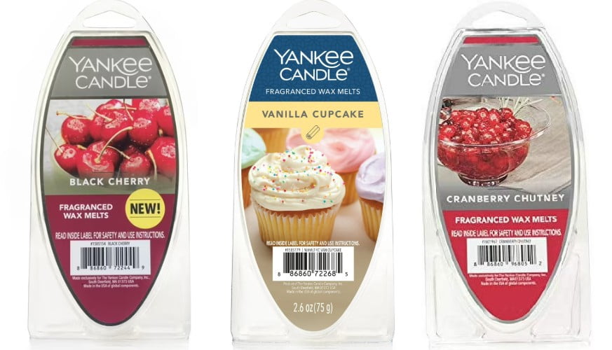 Yankee Candle Wax Melts Pack of 3 - Black Cherry Vanilla Cupcake and Cranberry Chutney