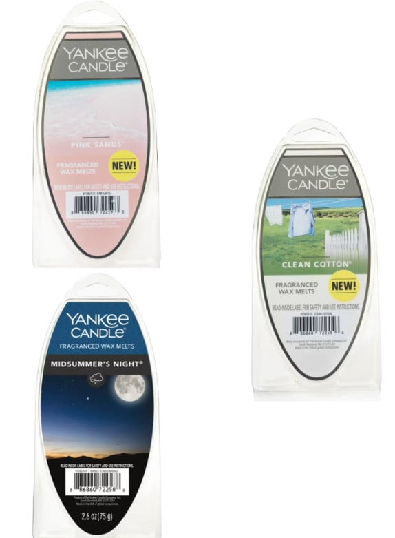 Yankee Candle Wax Melts Pack of 3 - Pink Sands Midsummer's Night and Clean Cotton