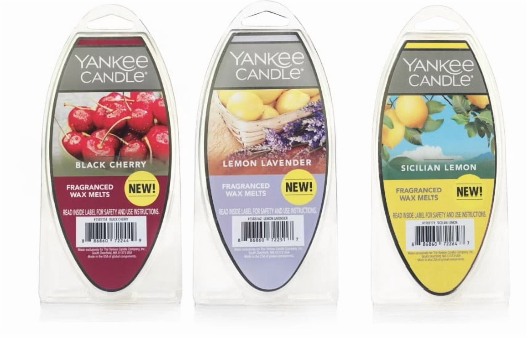 Yankee Candle Wax Melts Pack of 3 - Sicilian Lemon Black Cherry and Lemon Lavender