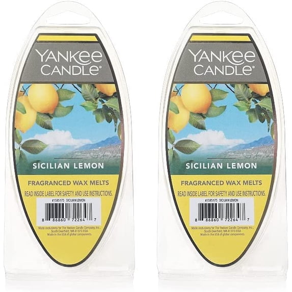 Yankee Candle Wax Melts, Sicilian Lemon Fragranced, Set of 2