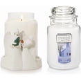 thumbnail image 1 of Yankee Candle White Christmas Large Classic Jar Candle with a White Angels Porcelain Holiday Large Jar Candle Holder 2pc Set, 1 of 4