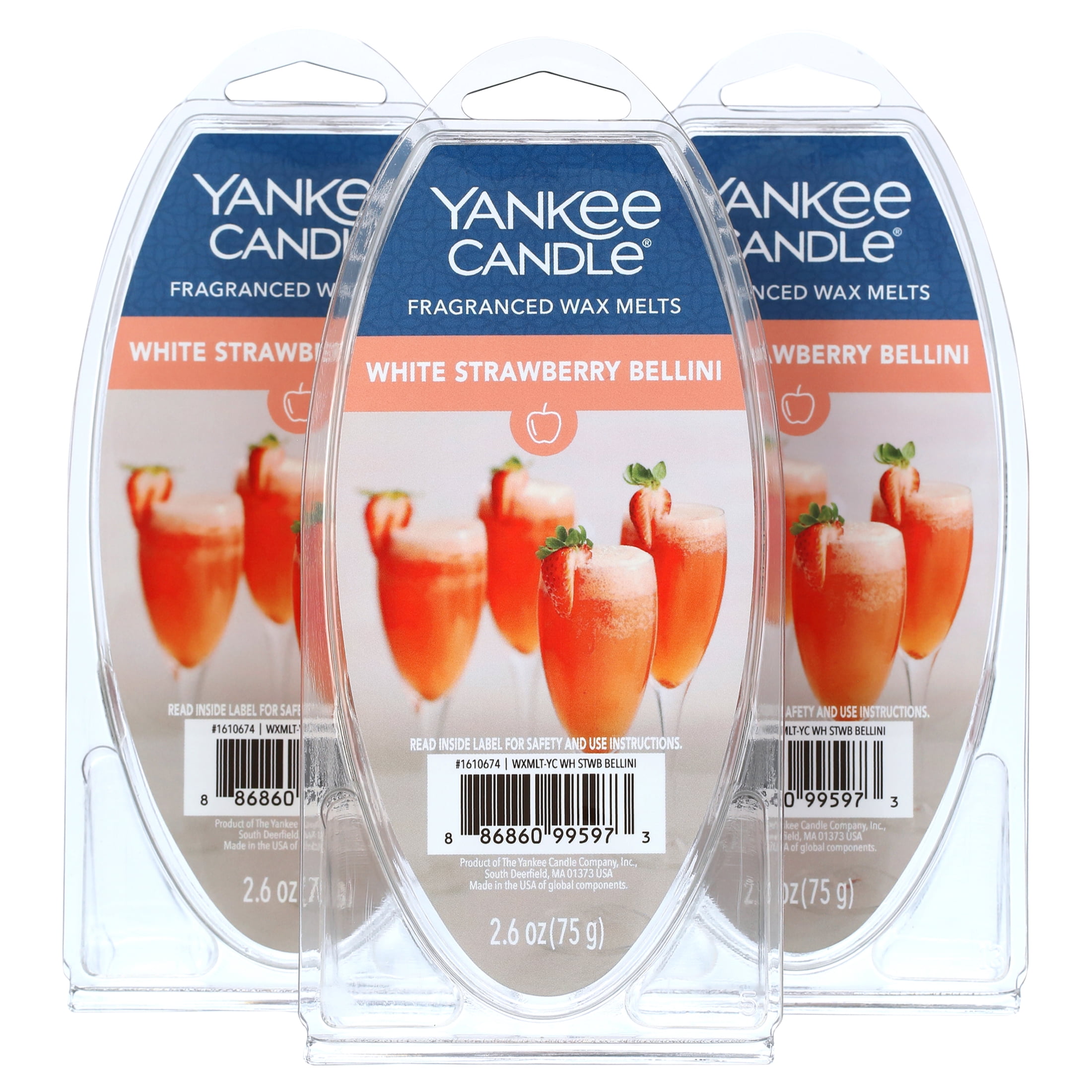 Yankee Candle White Strawberry Bellini Wax Melts, 3 Pack