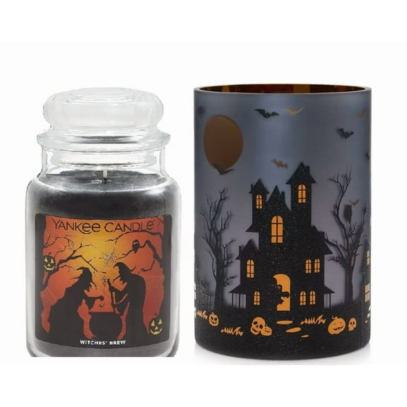 Yankee Candle Witches' Brew Large Original Jar Candle with a Flicker Halloween House Glass Jar Holder
