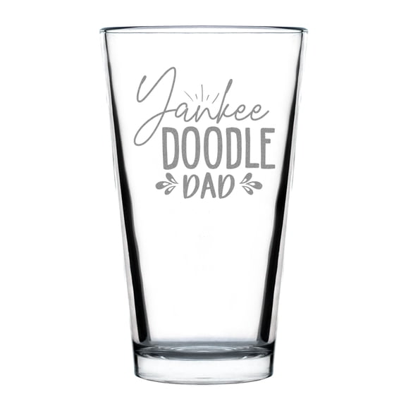 Yankee Doodle Dad Hand Engraved Pint Glass American Etched Beer Patriotic Gifts For Him Fathers Day