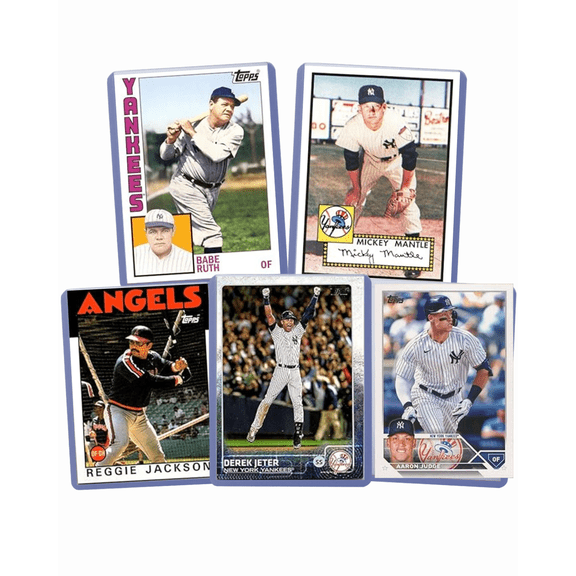 Yankee Legends Baseball Cards (5) ASSORTED MLB Yankee baseball Trading Cards - Perfect for any collector or gift