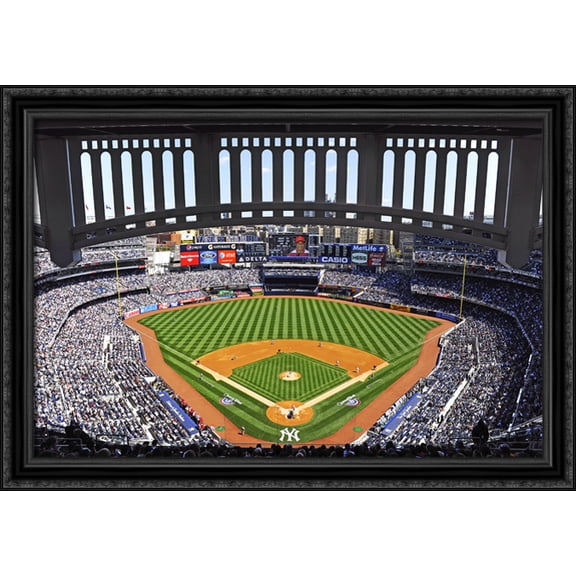 Yankee Stadium 40x28 Large Black Ornate Wood Framed Canvas Art - Home of the New York Yankees