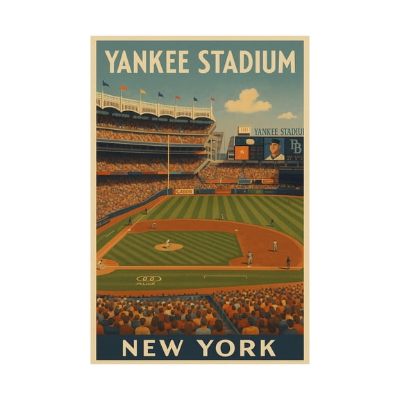 Yankee Stadium Vintage Travel Poster, New York Baseball Wall Art, Unframed Paper Poster 8x10in