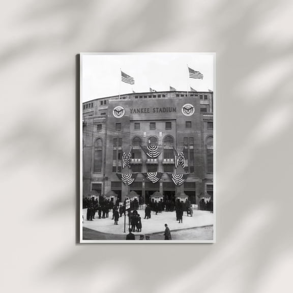Yankee Stadium Wall Art New York Baseball Black and White Vintage Wall Deco Photography, Unframed Poster