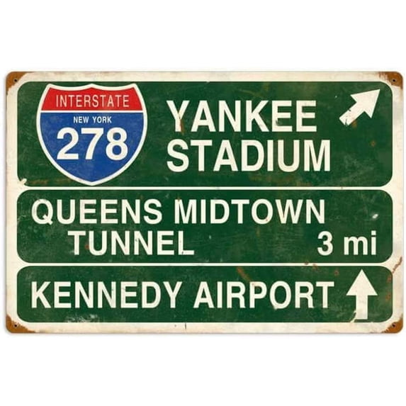 Yankee Vintage Retro Rustic Stadium Metal Tin Sign Pub Store Wall Decor Art 12 x 8 Inches
