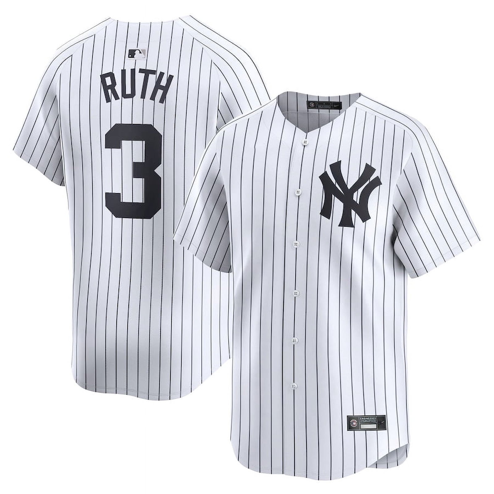 Yankees Babe Ruth Number 3 Baseball Jersey, New York Jersey Breathable Stretchy Retro Shirt