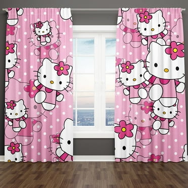 Yanluna Children‘s Cartoon Cute Hello kitty Girls Kids 2 Pieces Thickened Window Drape Curtain For Living Room Kids Girls Bedroom Decor