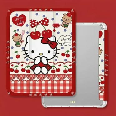 Yanluna Kawaii Sanrio Hello Kitty Three Fold IPad Case Transparent Cover with Pen Slot for IPad Pro 11 Inch Air 1 2 3 4 5 Mini 4 5 6