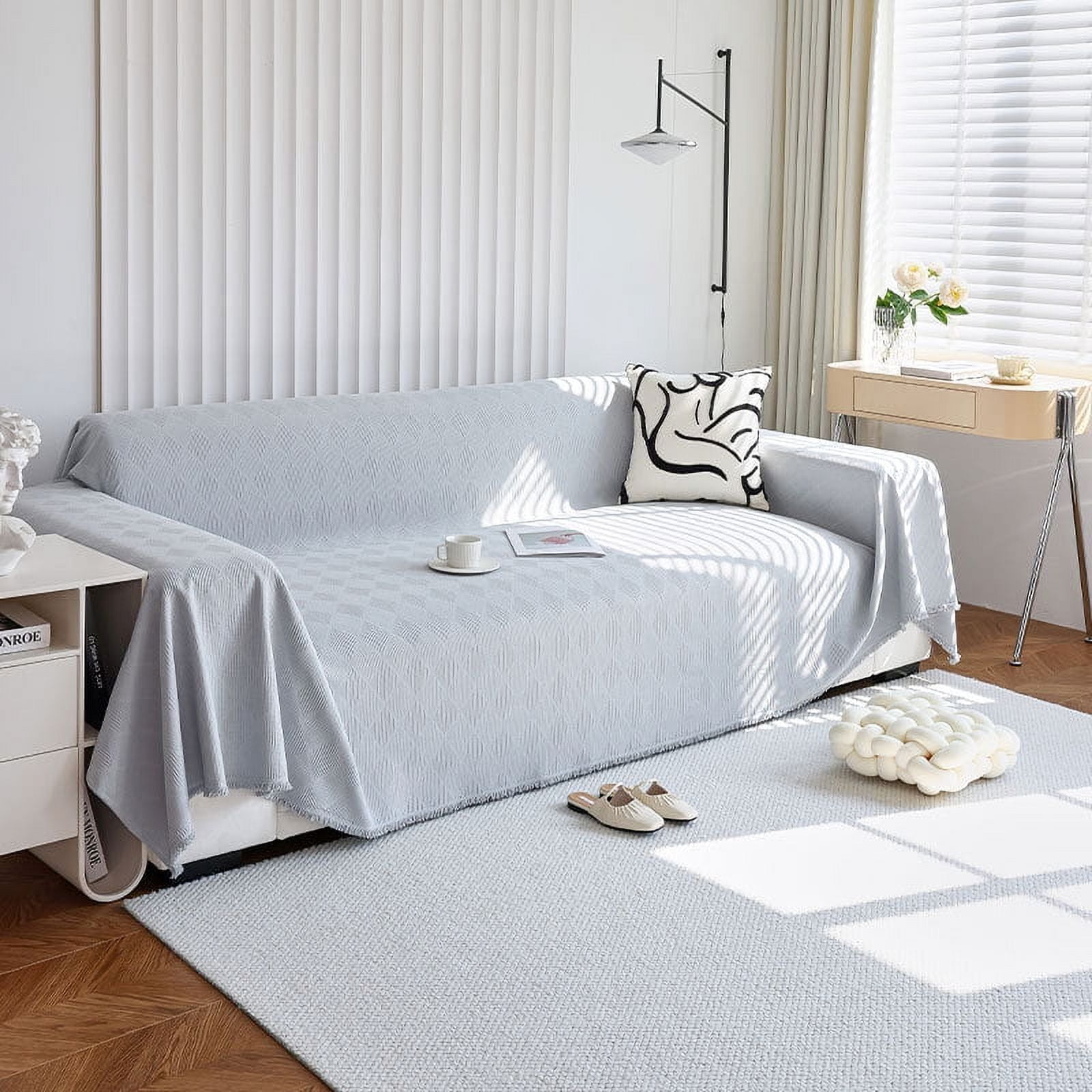 Scandinavian Style Sofa Cover – 71"x134" Teddy Fleece, Waterproof, Universal Fit For Couch Protection