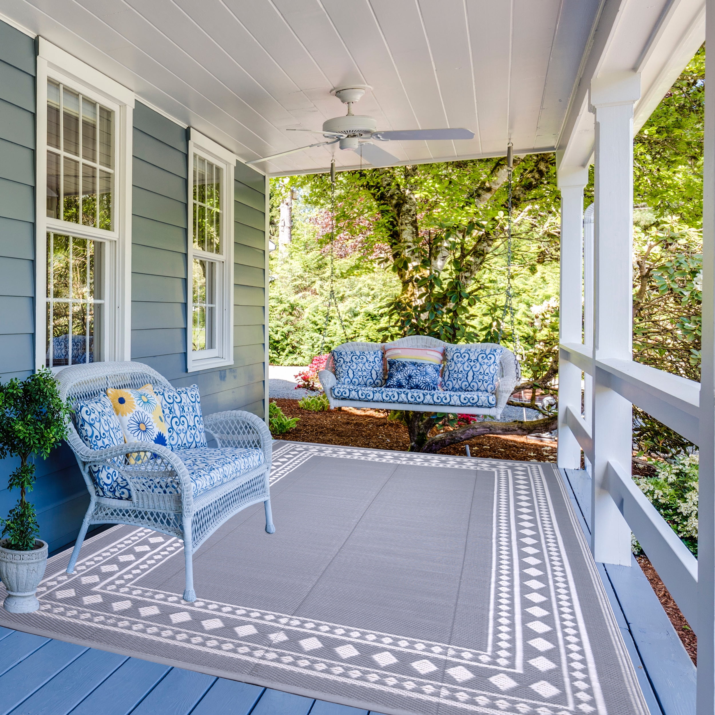 Yanmuxian Outdoor Rugs 8x10 Waterproof for Patios Clearance,Plastic