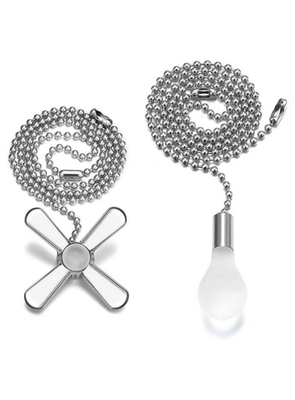 4PCS Ceiling Fan Pull Chain Extenders - 12 Inch Ball Bead Chains With Fan/Light Pendants (Silver)