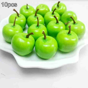Yannee 10 Pcs Mini Simulation Super Small Apples Foam Plastic,Creative Foams Fruit Model Home Decor,Green Apple