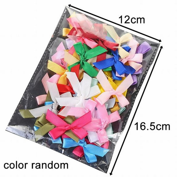 Yannee 100 Pcs Satin Bows 5cm Self Adhesive Craft Satin Ribbon Bows,Soft Silky Bow Clip Bow Wedding Invitation Decoration
