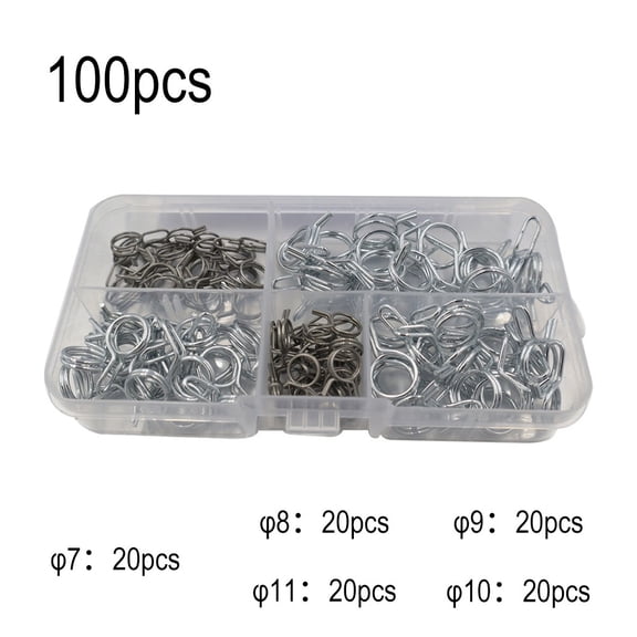 Yannee 100 Pcs Stainless Steel Car Double Wire Fuel Line Hose Tube Spring Clamps Clips,Hose Clamp